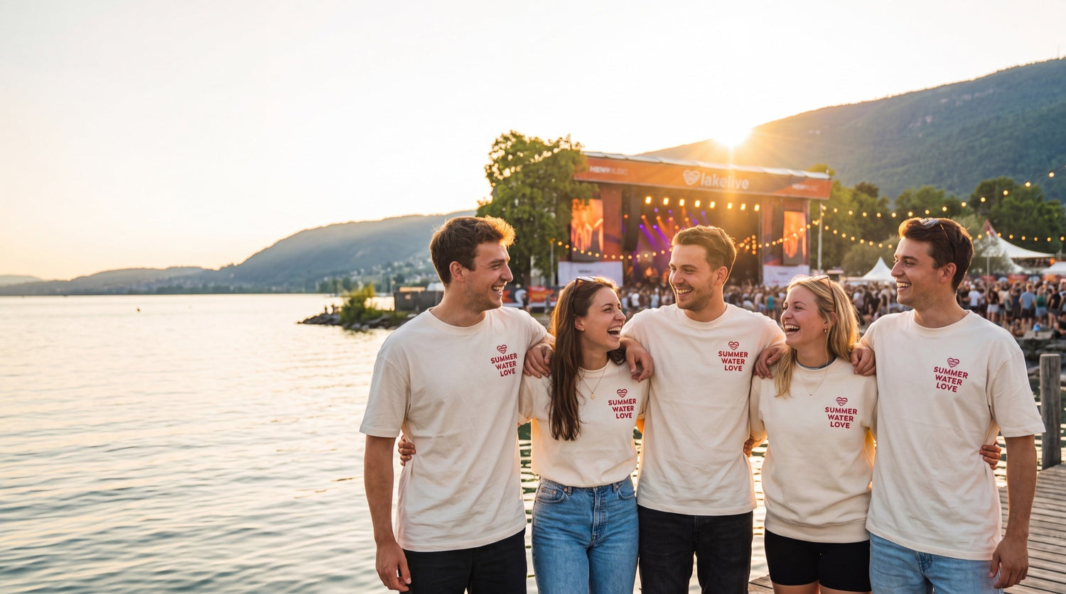 Groupe LAKELIVE en t-shirts Summer Water Love à la scène festival