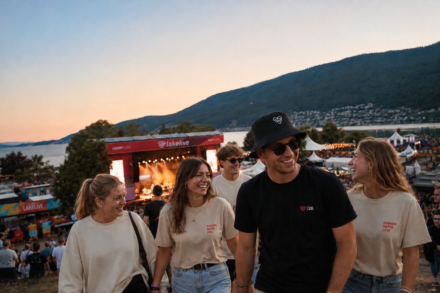 Collection Vêtements LAKELIVE — groupe festival tees SUMMER WATER LOVE