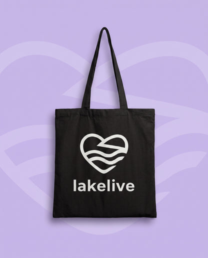 Tote bag LAKELIVE noir packshot studio
