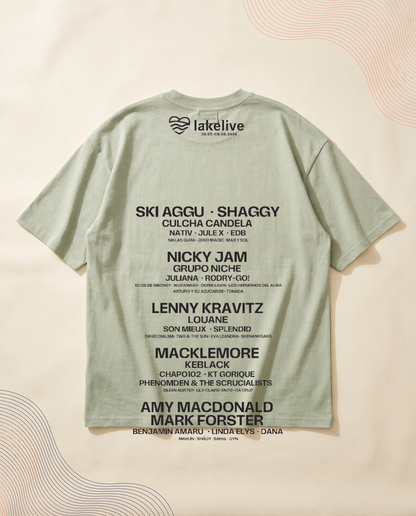 T-shirt Artiste LAKELIVE vert clair dos line-up studio