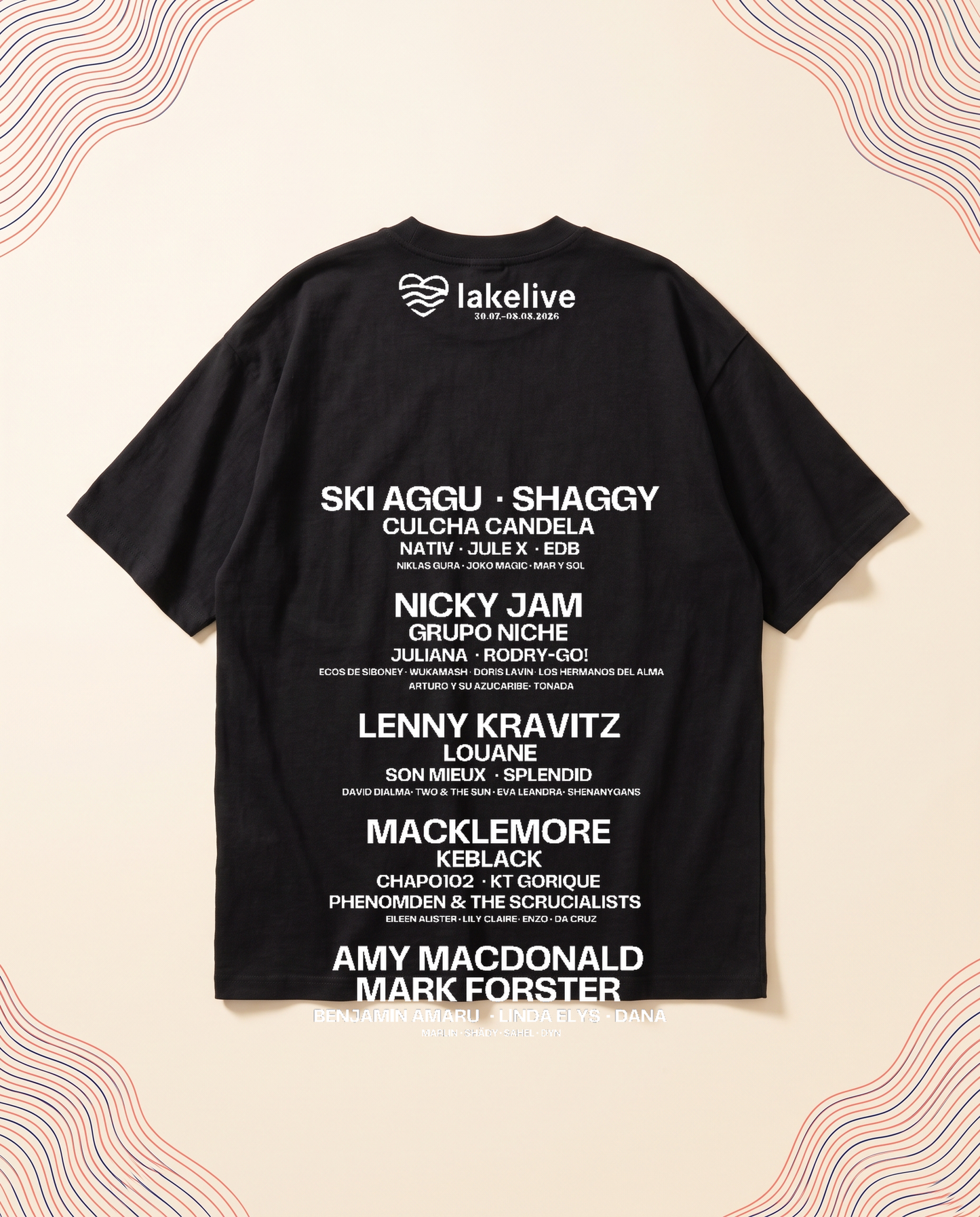 T-shirt Artiste LAKELIVE noir dos line-up studio