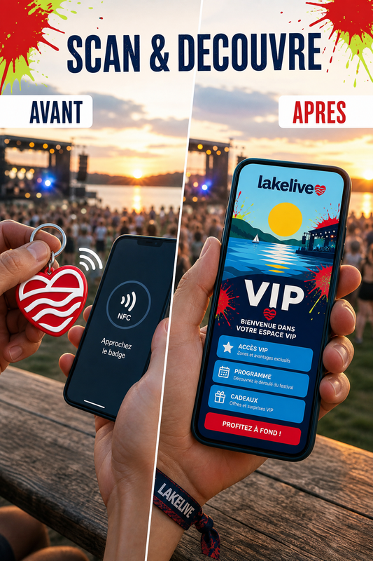 Avant / Après - scanne le porte-clé NFC et découvre ton espace VIP LAKELIVE
